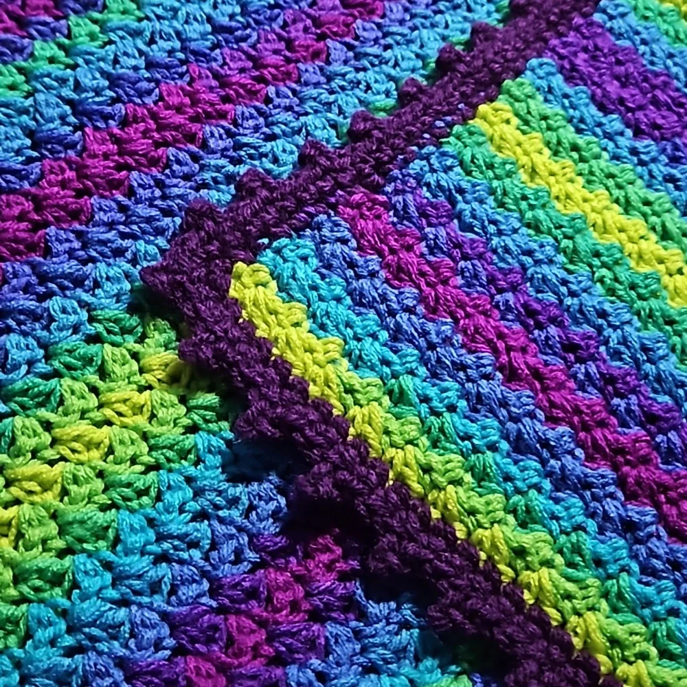 *New* Crochet afghan baby throw striped blanket  app. 35